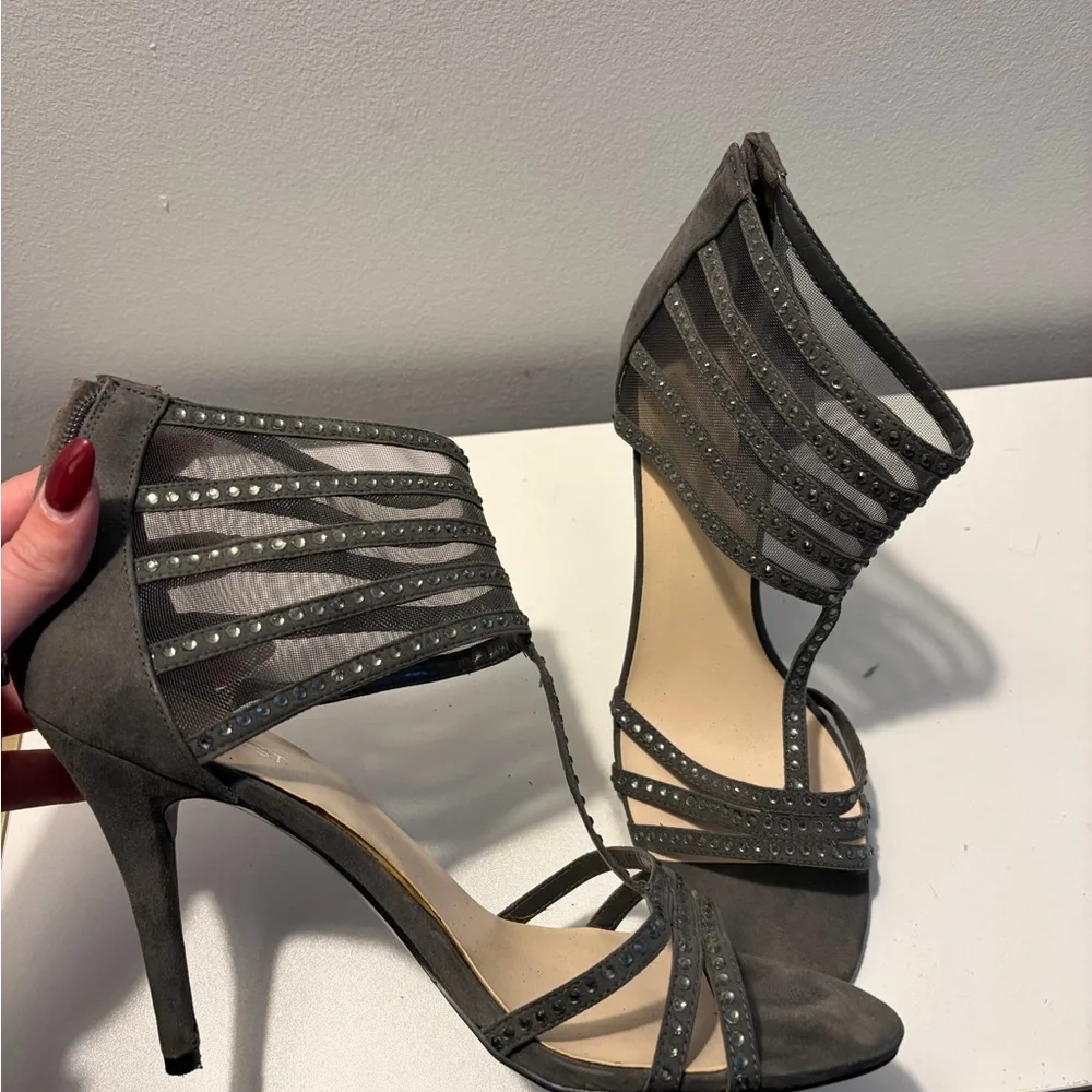 Nine West Gray Strappy Heels - Picture 2 of 2
